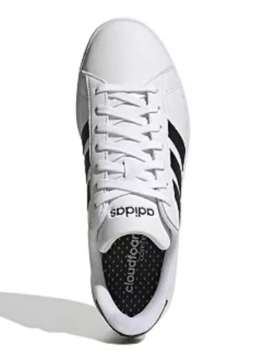 Adidas Grand Court 2.0 Cloudfoam White 3 Striped Low Top Sneakers 9 - Picture 2 of 9